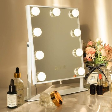 Vanity Mirror with Lights Lighted Makeup Mirror with 9 LED Bulbs Plug in Light Up Makeup Mirror with Lights 360 Rotation with 10x Magnifying Mirror Tabletop