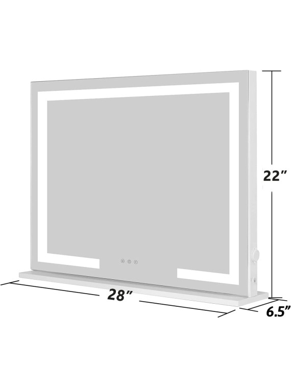 Makeup Vanity Mirror with Lights, Lighted Vanity Mirror, Table Top Lighted Beauty Mirror, Dimmable LED Light Strips, Hollywood Style Mirror, 28"x22"