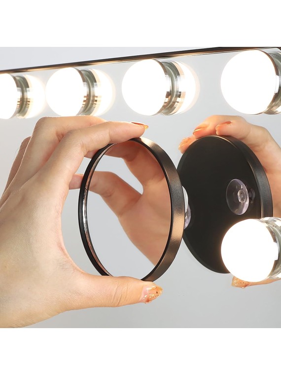 Vanity Mirror with Lights, 23In Hollywood Lighted Makeup Mirror with Smart Touch Switch, Large Vanity Makeup Mirror with 15 Dimmable LED Bulbs for Dressing Room, Bedroom, Tabletop, Black