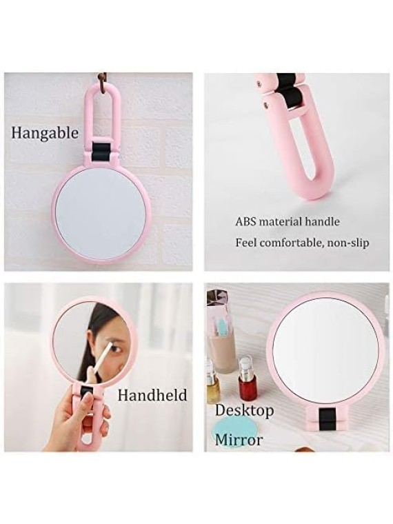 15X Magnifying Mirror, Hand Held Mirror, Double Sided Small Makeup Mirror with 1X 15X Magnification, Adjustable Handle/Stand Travel Mirror, Compact Magnified Mirror for Girl Woman Face Eyes Makeup