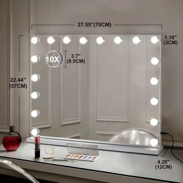 Hollywood Vanity Mirror with Lights 28 x 22 Inch Large Makeup Mirror with 18 Dimmable Bulbs, Lighted Vanity Mirror with 3 Color Modes and Touch Control