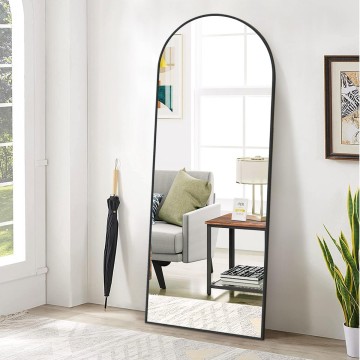 65"x24" Arch Floor Mirror, Full Length Mirror Wall Mirror Hanging or Leaning Arched-Top Full Body Mirror with Stand for Bedroom, Dressing Room, Black