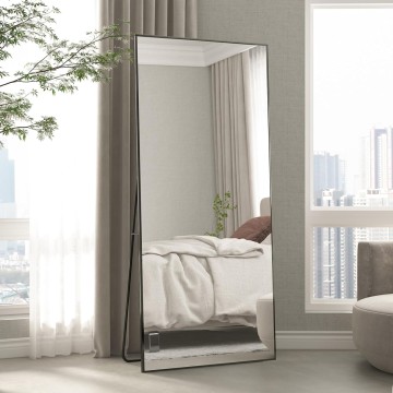 Full-Length Mirror 65“ × 24 ", Floor Standing Mirror, Unique Vertical Mirror, Black Metal Frame Mirror, Over The Wall Hanging Mirror for Living Room Bedroom Entrance Bathroom