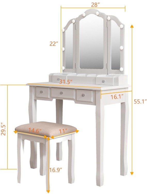 Makeup Vanity with Lights Vanity Desk with Mirror and Lights Makeup Vanity with Drawers Vanity Table with Lights Vanity with Lighted Mirror and Chair